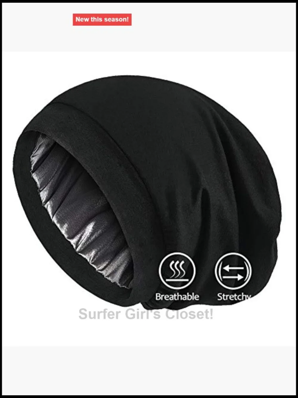Satin Lined Slouchy Beanie Cap with Elastic Band for Women